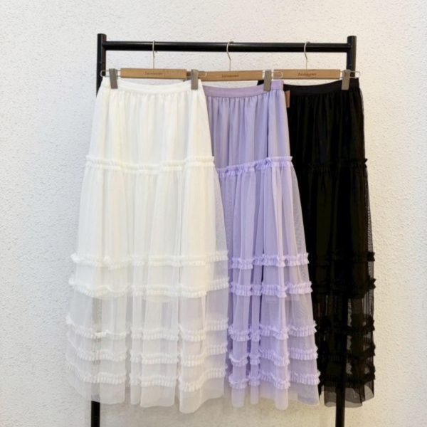 氣質薄紗花邊長裙 