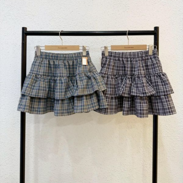 小格紋層次短裙 