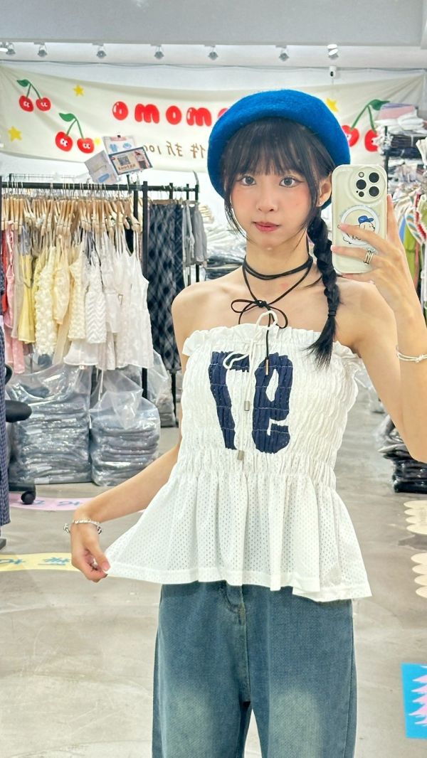 夏日美式褶皺罩衫 