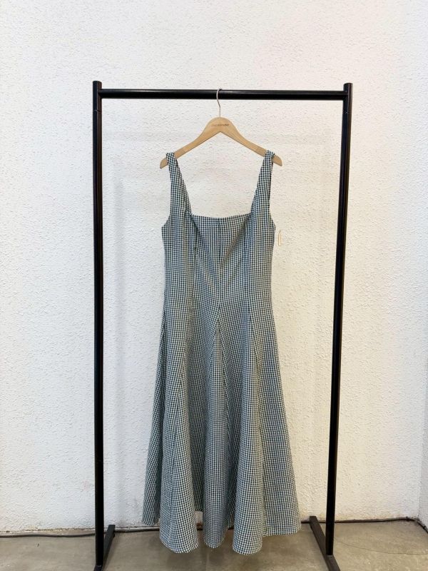 簡約格紋長洋裝 