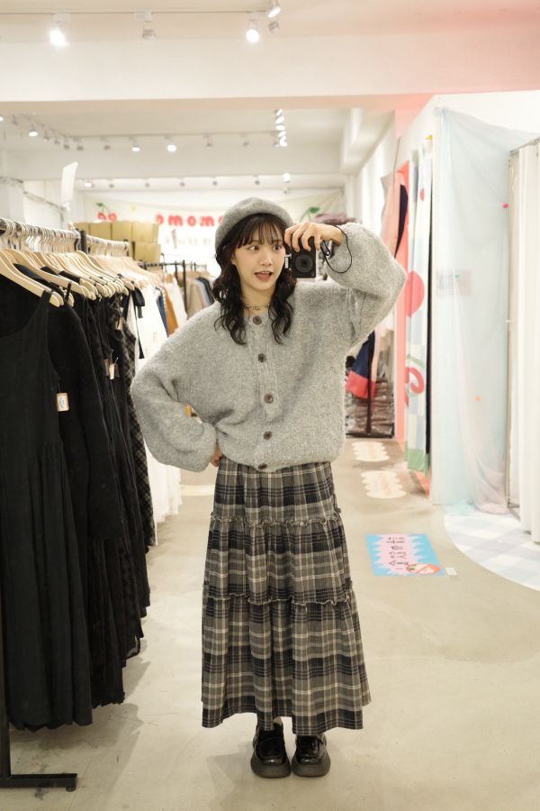 復古格紋蛋糕裙 (冬) 