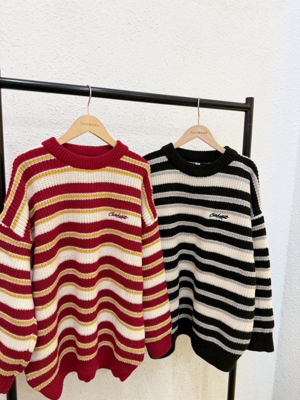 美式粗條紋毛衣 