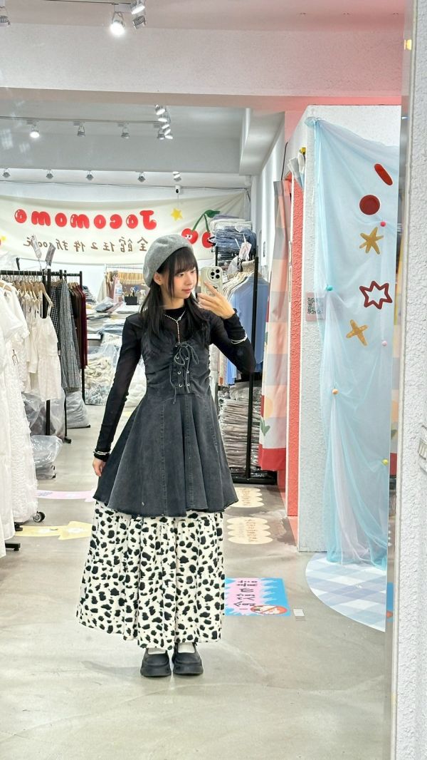 牛仔褶皺造型短洋裝 