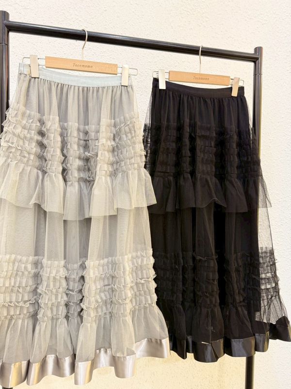 氣質抓皺層次紗裙 