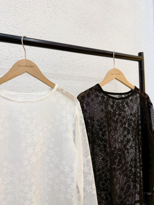 Y2K星星長袖透膚 