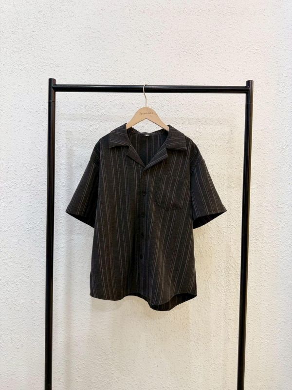 日系條紋古巴領襯衫 