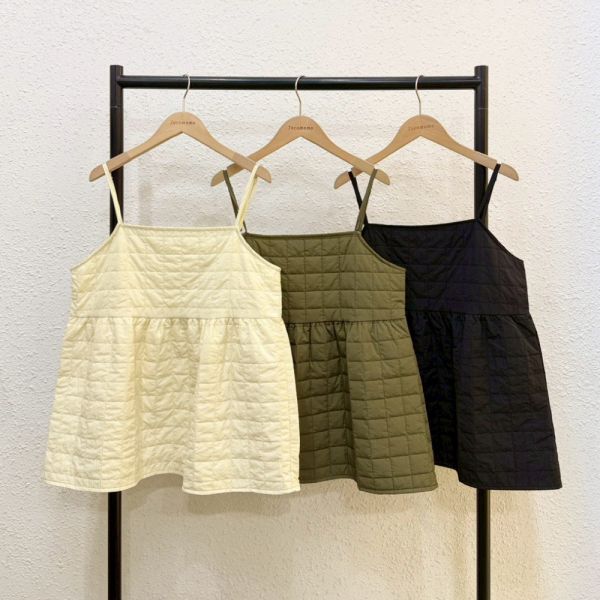 澎澎方格細肩罩衫 