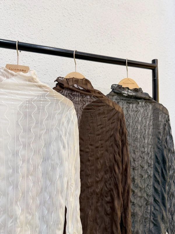 水波紋長袖透膚 