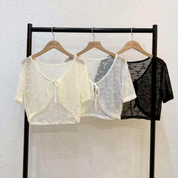 小花透透短袖罩衫 