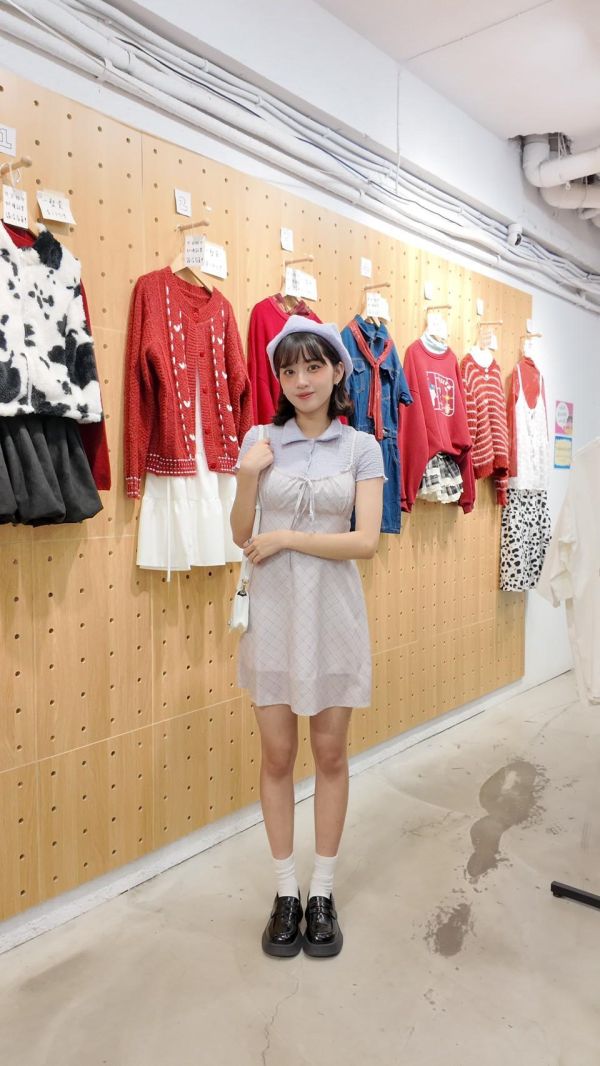 皺皺開領短袖襯衫 