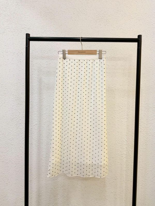 簡約點點雙層長裙 