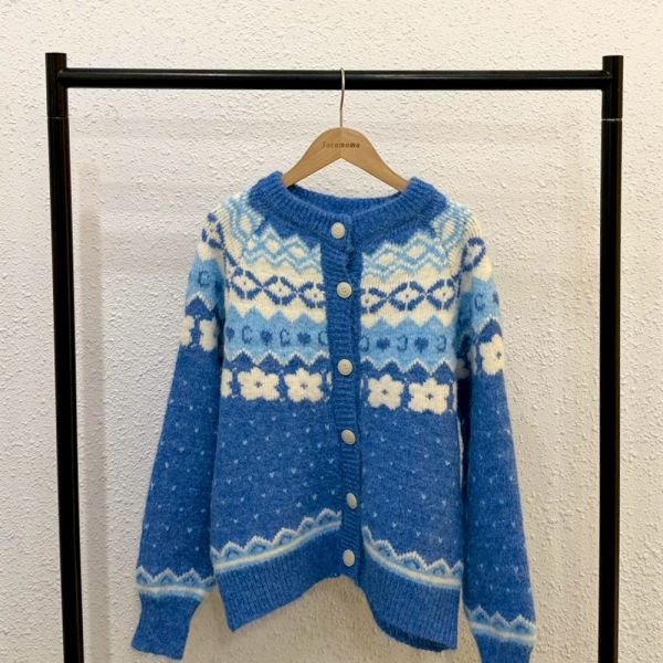 日系小花花針織外套 