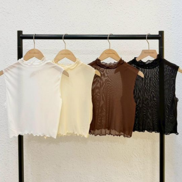 木耳邊透膚背心 