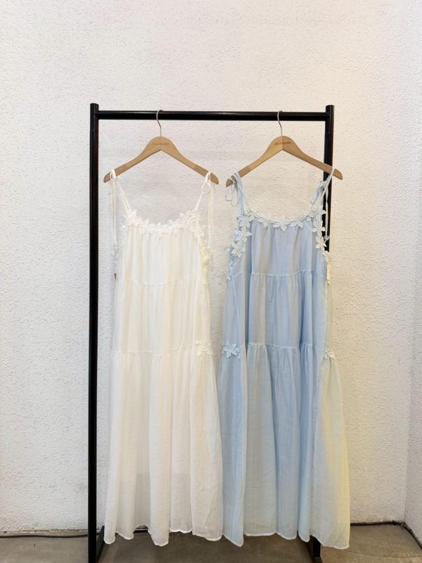 氣質立體花邊長洋裝 