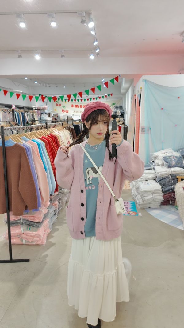 經典黑釦針織外套 