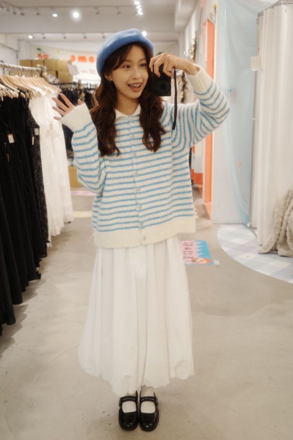 可愛條紋針織外套 