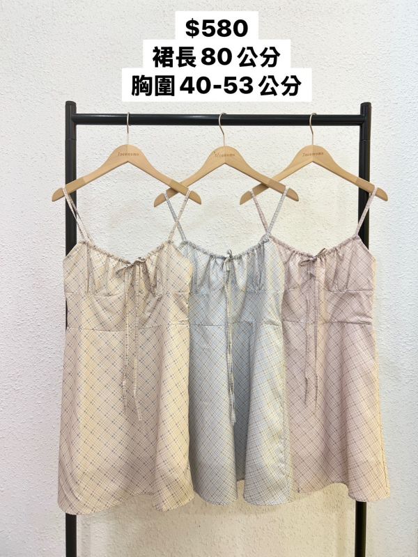 格紋蝴蝶結短洋裝 