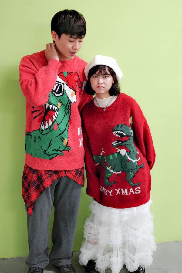 聖誕燈恐龍毛衣 