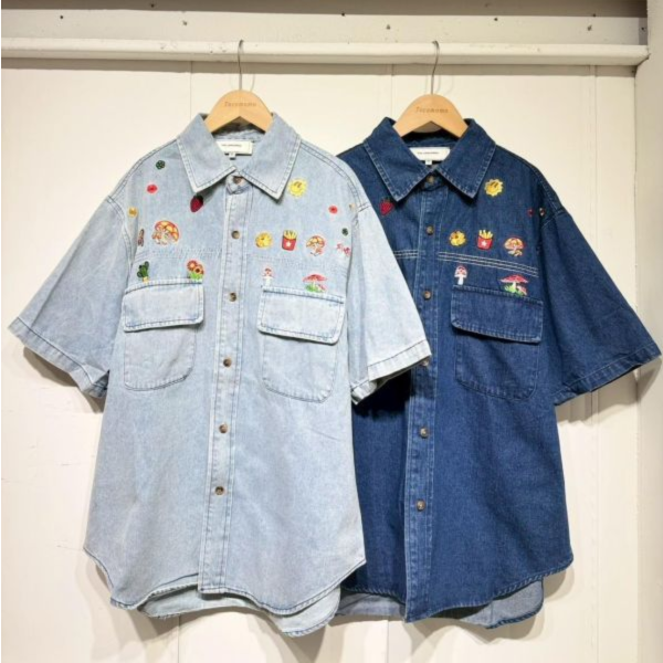 可愛小刺繡牛仔襯衫 