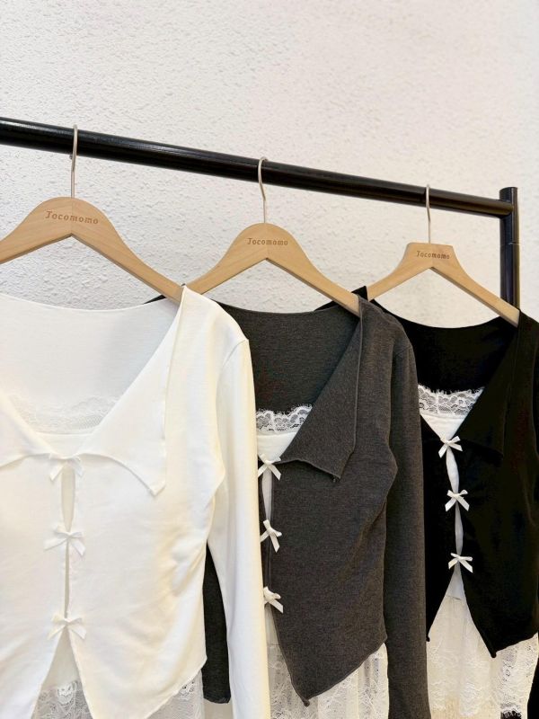 韓系假兩件蕾絲罩衫 