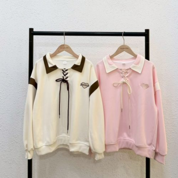 愛心刺繡綁帶大學踢 (無刷毛) 