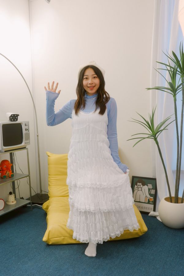 法式蕾絲細肩帶洋裝 
