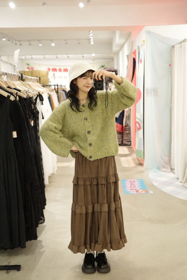 質感細紋木耳邊長裙 (冬) 