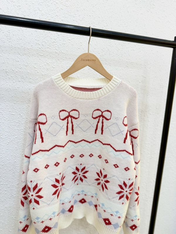 可愛蝴蝶結雪花毛衣 