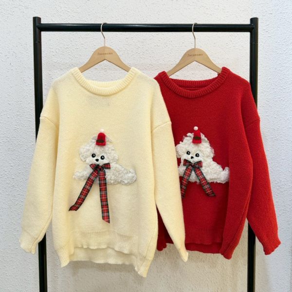 蝴蝶結捲毛小狗毛衣 