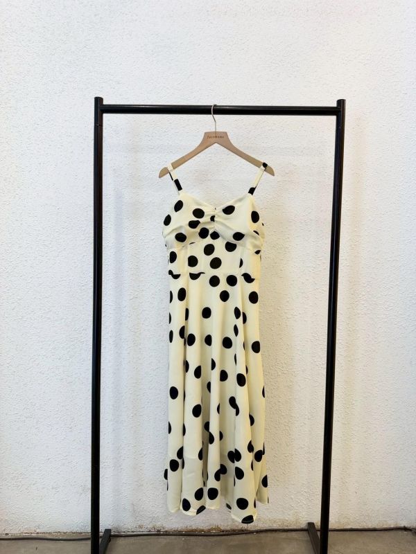 氣質波點長洋裝 