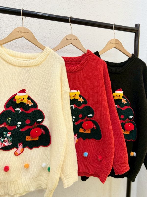 紅聖誕樹球球毛衣 