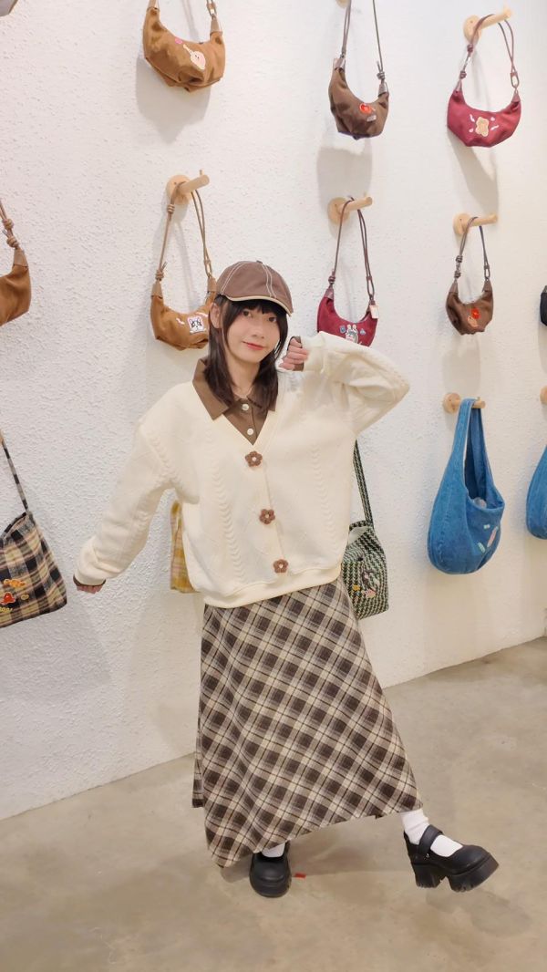 復古斜格紋長裙 (冬) 