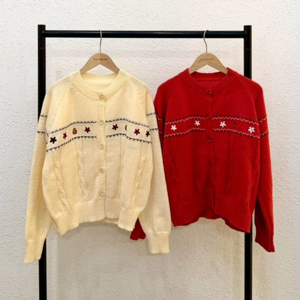 小花圖騰針織外套 