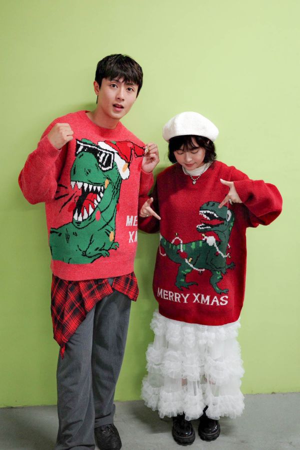 墨鏡暴龍聖誕毛衣 