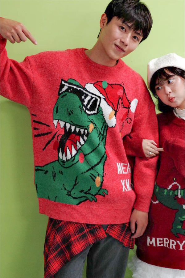 墨鏡暴龍聖誕毛衣 
