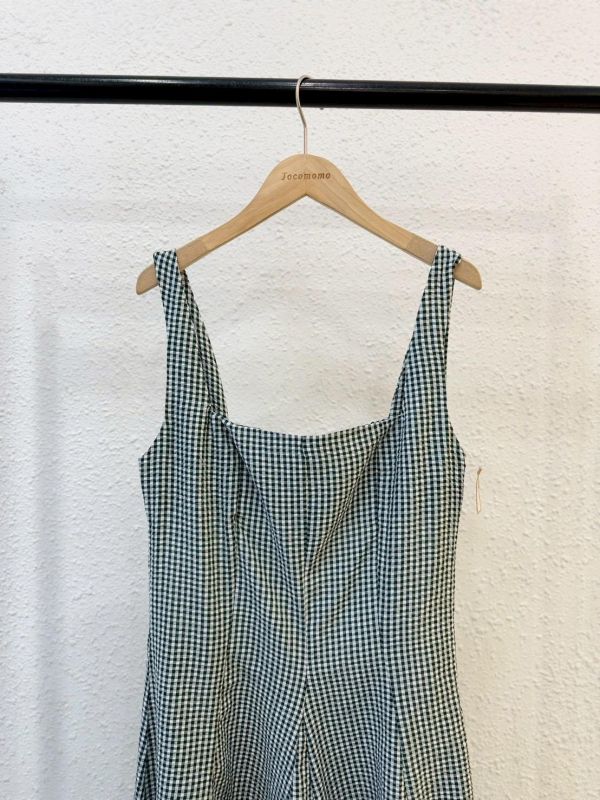 簡約格紋長洋裝 