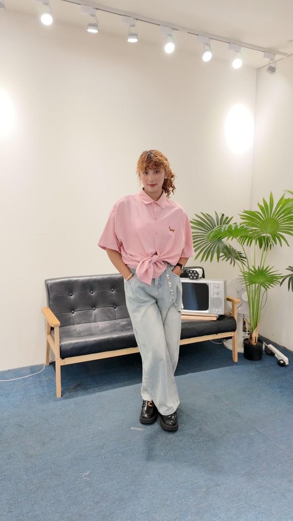 小臘腸狗細格襯衫 