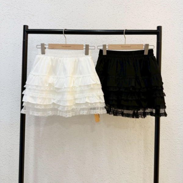 多層蕾絲蛋糕短裙 