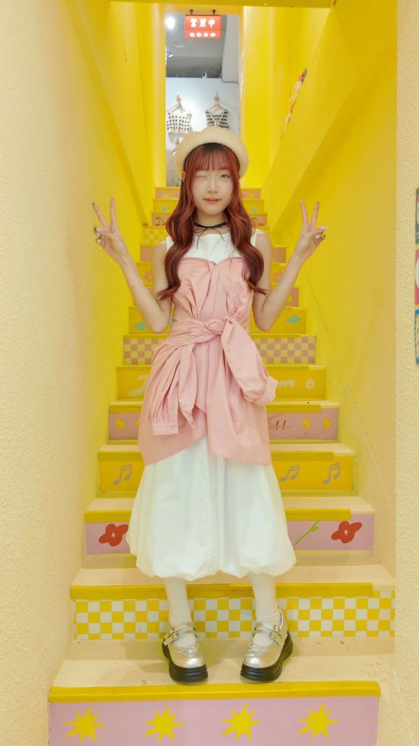 日系澎澎袖中線襯衫 