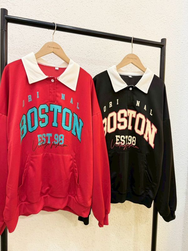 波士頓撞色翻領大學踢 (薄款) 