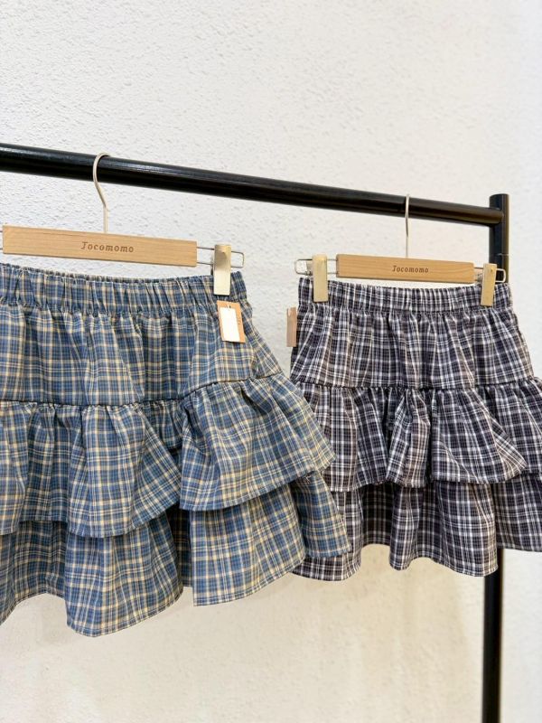 小格紋層次短裙 