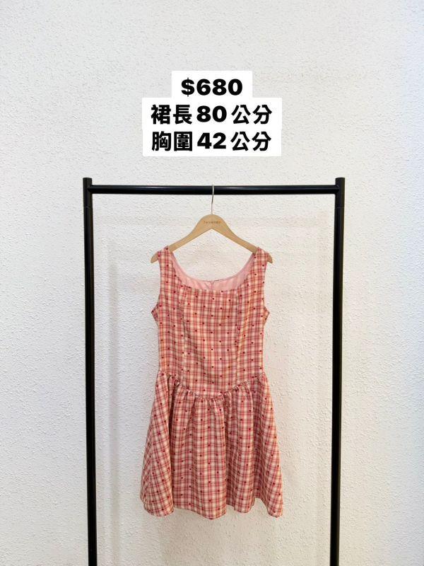 小愛心方格短洋裝 