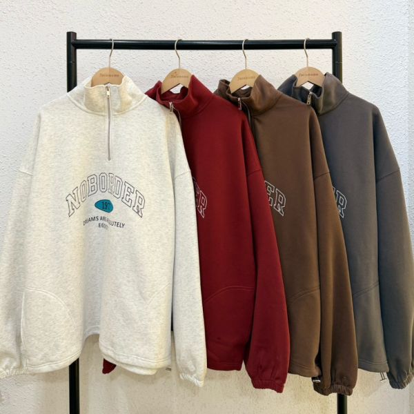 日常美式半拉鍊大學踢 (無刷毛) 