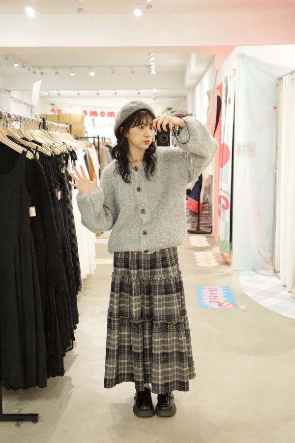 復古格紋蛋糕裙 (冬) 