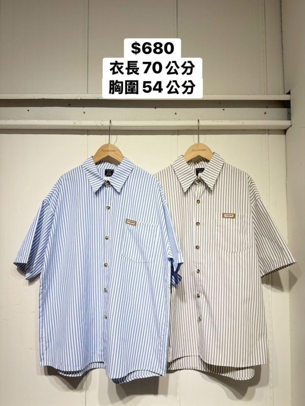 韓系直條紋襯衫 