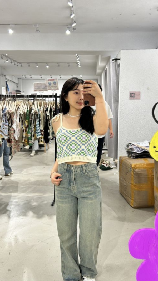 細肩綁帶珍珠小背心 