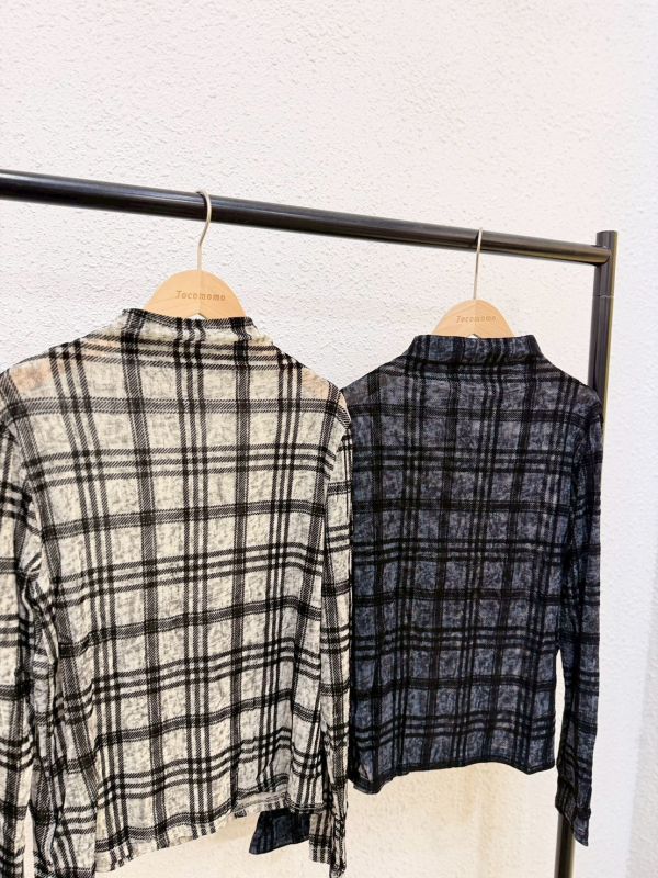 格紋渲染長袖透膚 