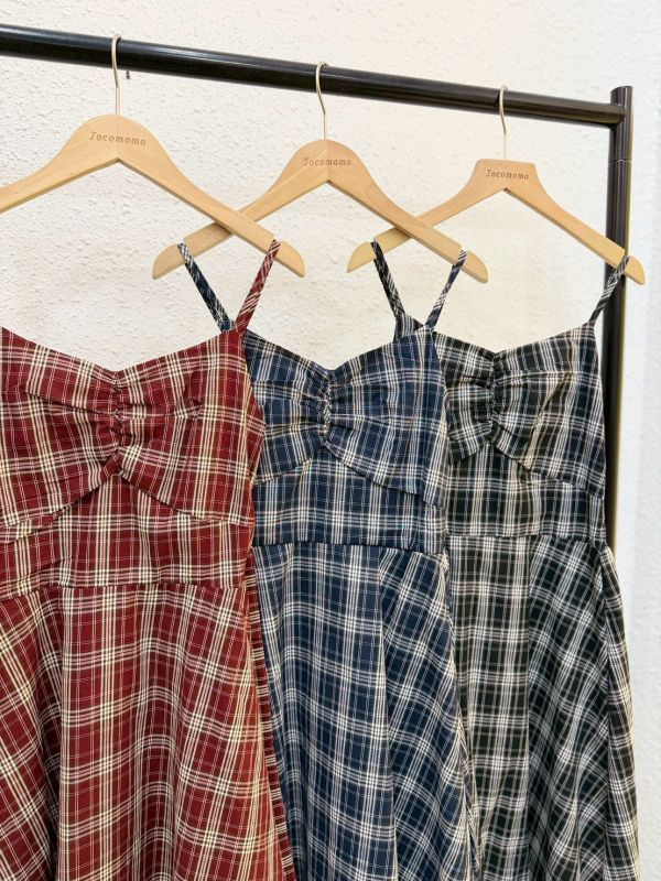 細肩復古方格長裙 (冬) 