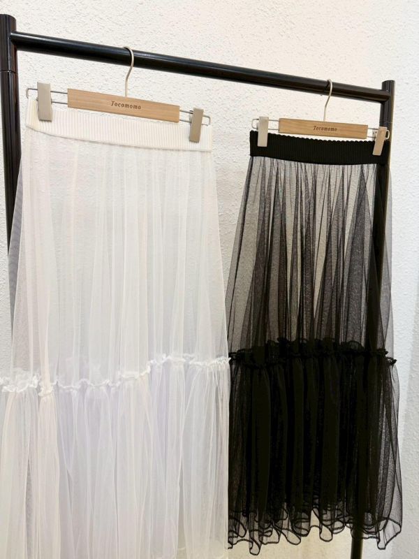 層次疊穿透紗長裙 