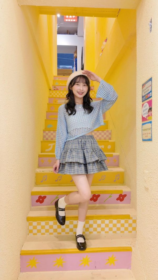 小格紋層次短裙 